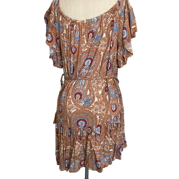 Cynthia Rowley Paisley Off Shoulder Tassel Tie Dress - Picture 3 of 6